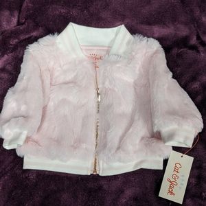 NWT Baby girl's faux fur varsity jacket